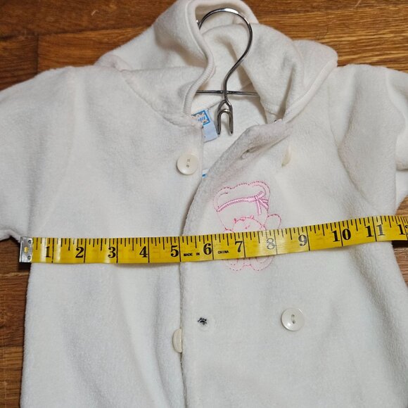 NWT Baby Mon Petit fleece button front hooded off white one piece outfit S 6-9M - Picture 10 of 11